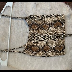 Snake skin cropped top with tie up back 🍩